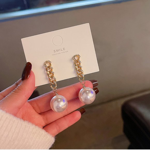 💙💕Last one Pearl Golden Chain Earrings - Picture 8 of 12